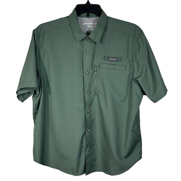 Eddie Bauer Mens X-Large Shirt Button-Up Short Sleeve Lightweight Quick-Dry - Picture 1 of 8